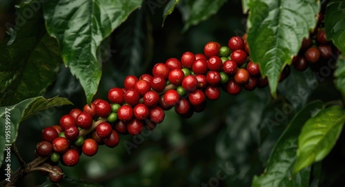 Bright red Arabica coffee c...