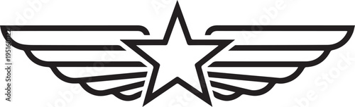 Black and white star with wings symbol