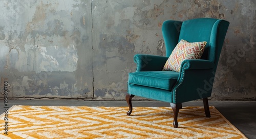 Teal colored vintage armcha...