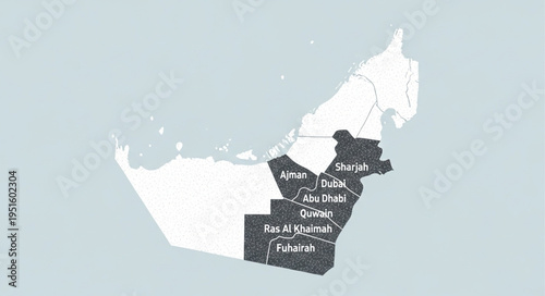 Detailed Map of the United Arab Emirates with highlighted regions.