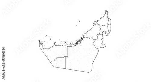 Detailed Outline Map of the United Arab Emirates.