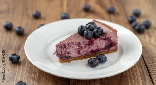 Slice of blueberry cheeseca...