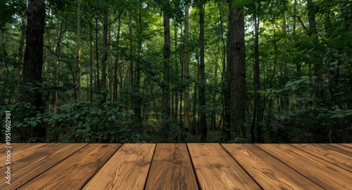 peaceful timber dining surface located in dense forest habitat