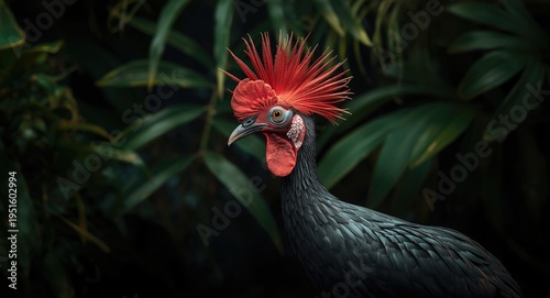 Colorful red junglefowl aga...