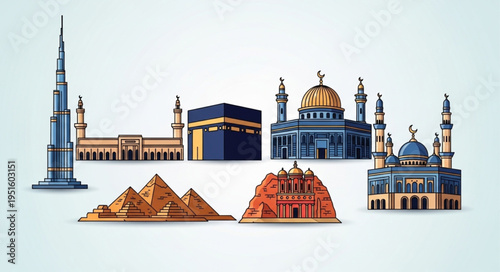 Landmarks of the Middle East - A Collection of Iconic Structures.