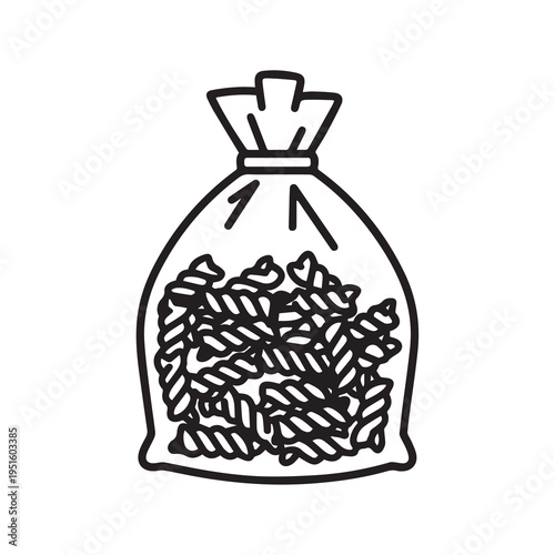 Bag of Fusilli Pasta Dry Italian Food Ingredient Stock Icon