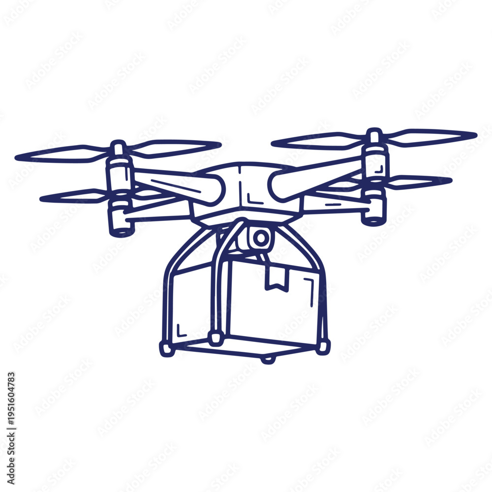 Naklejka premium Modern Drone Delivering Package with Innovative Technology and Streamlined Efficiency for Logistics and Business