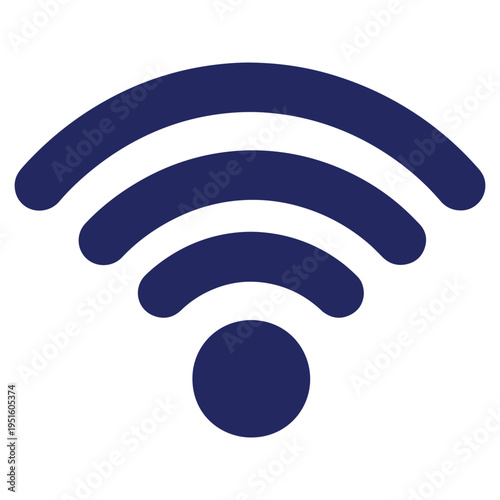 Modern Wireless Internet Signal Icon on White Background Showing Network Availability and Connection Strength for Devices