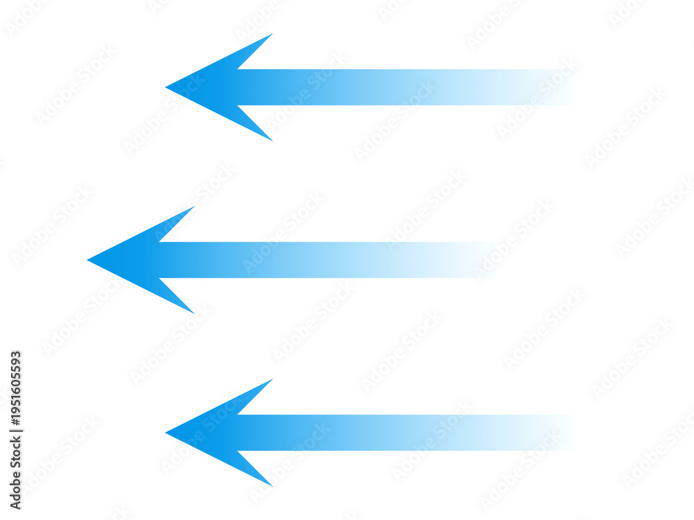 Fototapeta premium Air flow arrows. Blue cold wind stream, fresh water direction, filter and conditioner system infographic transparent movement and rotation elements. Vector arrow icons set