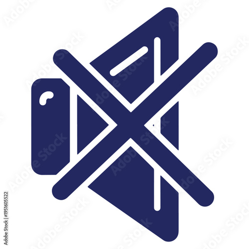 Mute Sound Icon with Crossed Lines Depicting Silence or Audio Off in Dark Blue