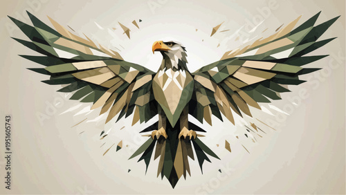 Geometric Eagle Wings Spread Cubism Military Emblem Vector Illustration