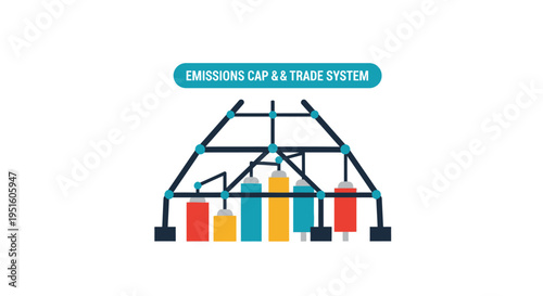 Conceptual illustration of an emissions cap and trade system for carbon reduction policies