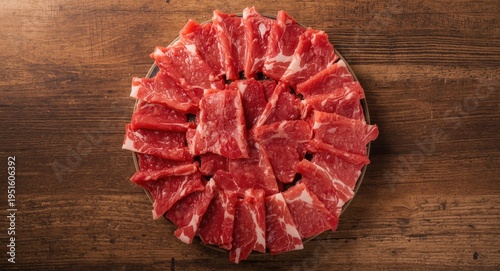 Fresh Korean raw beef slice...