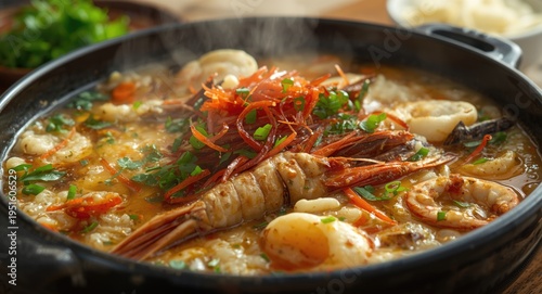 Savory Chinese seafood porr...