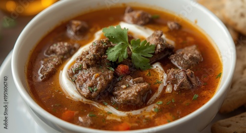 Lamb soup infused with spic...