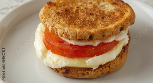Savory egg sandwich layered...