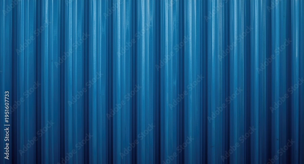 Obraz premium Macro detailed blue corrugated steel sheet background with soft daylight and copy space
