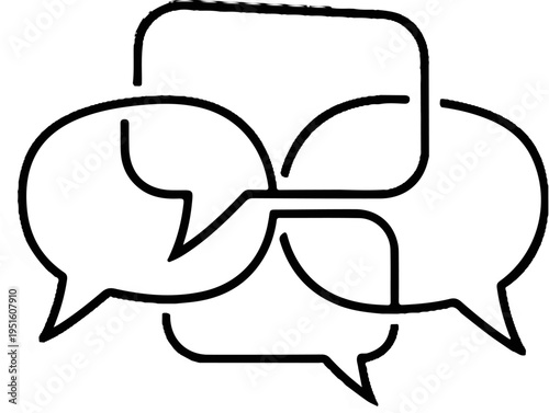 Intertwined speech bubbles symbolizing conversation and communication
