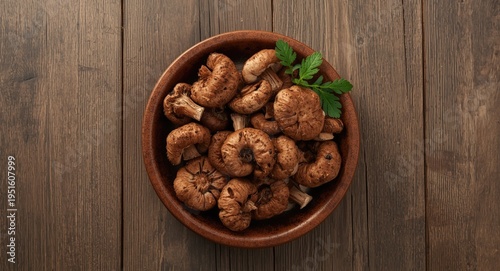 Overhead view of Shiitake m...
