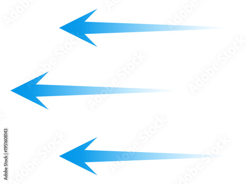 Air flow arrows. Blue cold wind stream, fresh water direction, filter and conditioner system infographic transparent movement and rotation elements. Vector arrow icons set