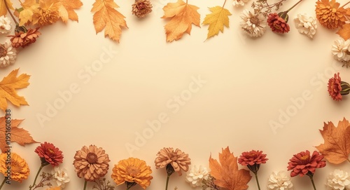 Flat lay fresh flower autum...