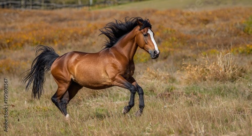 Delighted horse frolicking ...