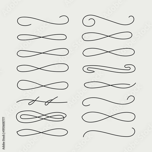 Collection of 16th to 19th century style calligraphy swashes and flourishes