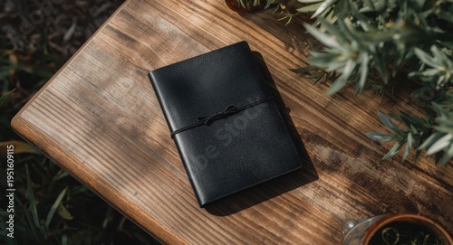 Black bound leather noteboo...