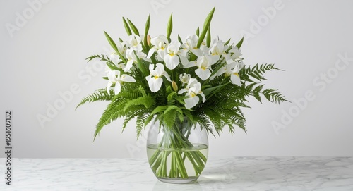 Modern clear vase filled wi...