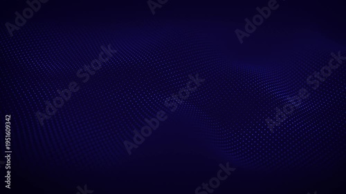 Particles blue wave. Cyber technology blue background loop. Abstract seamless animation of mesh glowing navy dots digital luxurious wave particles flows background. Bright dark blue waves. looping