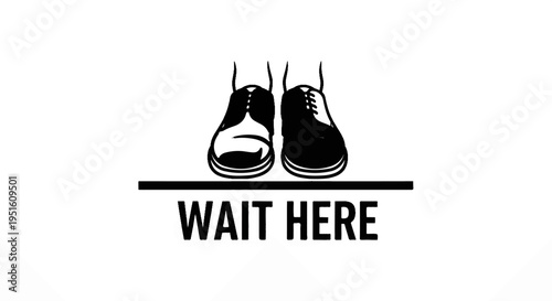 Stylized graphic of shoes with text indicating where to stand