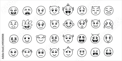 Collection of various cartoon faces and emotions