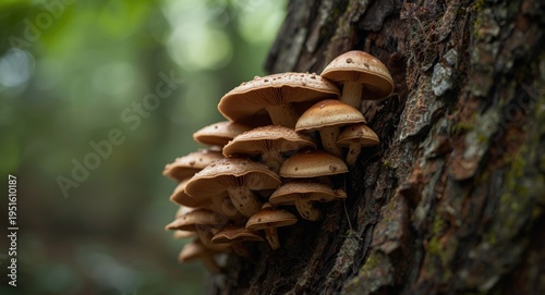Cluster of forest mushrooms...