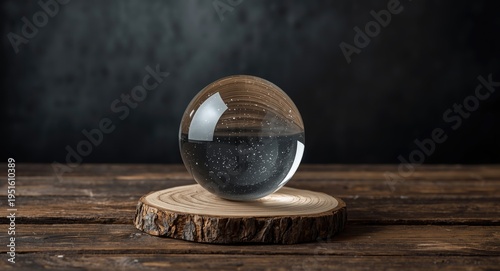 Ethereal glass orb set on n...