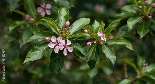 Pink flower accents on a tr...