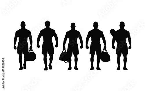 Six Bodybuilder Gym Bag Silhouettes Collection