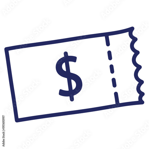 Stylized coupon with dollar sign for financial deals or discounts and promotional offers in commerce business and online shopping
