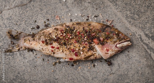 Seasoned raw dorada fillet ...