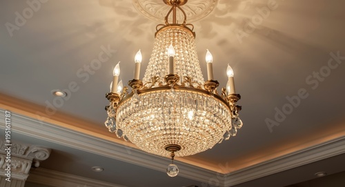 Opulent crystal and brass c...