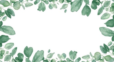 Sage green watercolor frame with eucalyptus leaf borders for natural invitation cards and logos