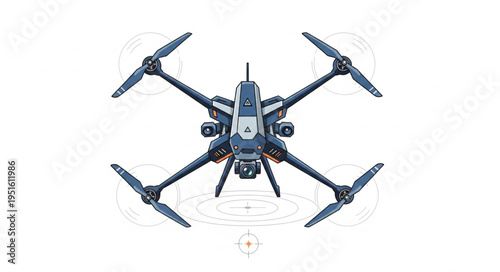 High-tech drone with propellers ready for flight, aerial photography and videography.