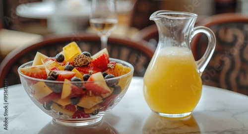 Fresh fruit salad bowl with...