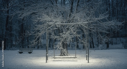 Frosty winter park displayi...