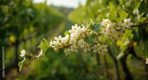 Lush vineyard with fresh fl...