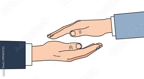 Two open hands reaching towards each other, symbolizing help, support, and connection in business or life