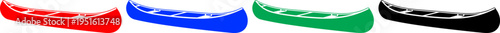Rowing boat set red blue green and black canoe vector illustration isolated on white background