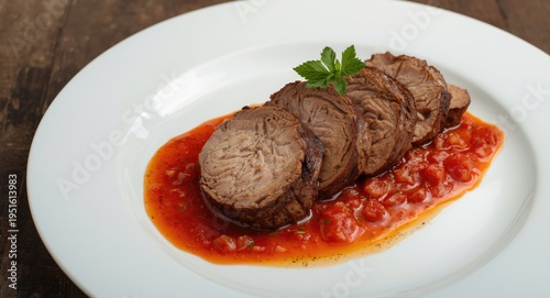 Seared pork tenderloin slic...