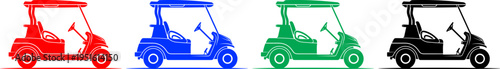 Set of colorful golf cart icons isolated on transparent background vector illustration