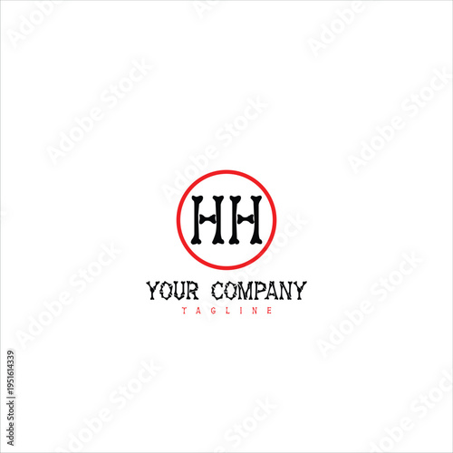 Minimalist HH Monogram Logo in Red Circle, Elegant Letter H Initials Modern Luxury Branding Design