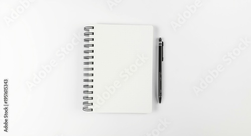 notebook set on plain white...